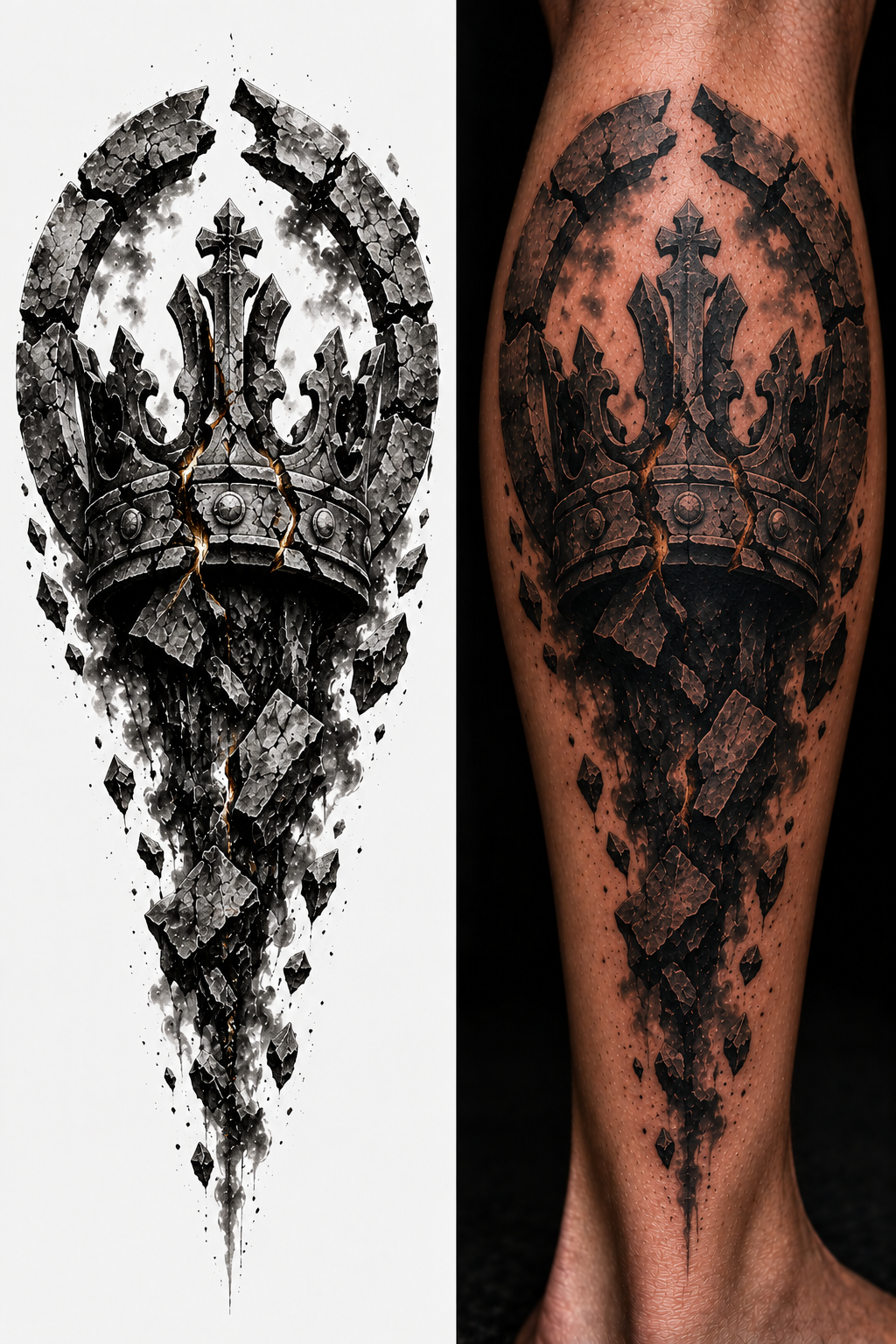 CROWN OF STONE tattoo model preview
